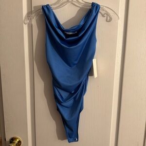 NWT Gaze Royal Blue Gathered body suit